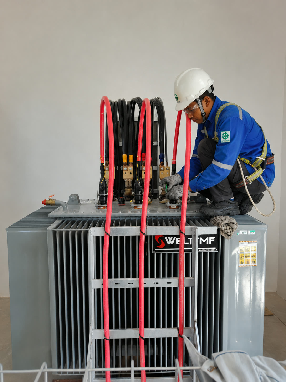 Terminasi kabel pada trafo WELTRAF &mdash; tambah daya 1.110 kVA