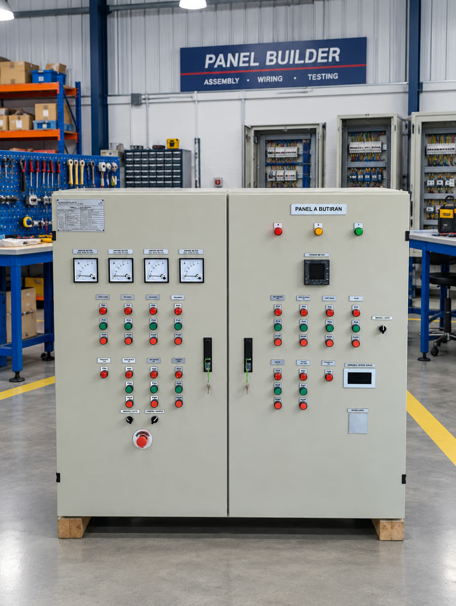 Panel A Butiran PLC, VSD, power meter ampere meter